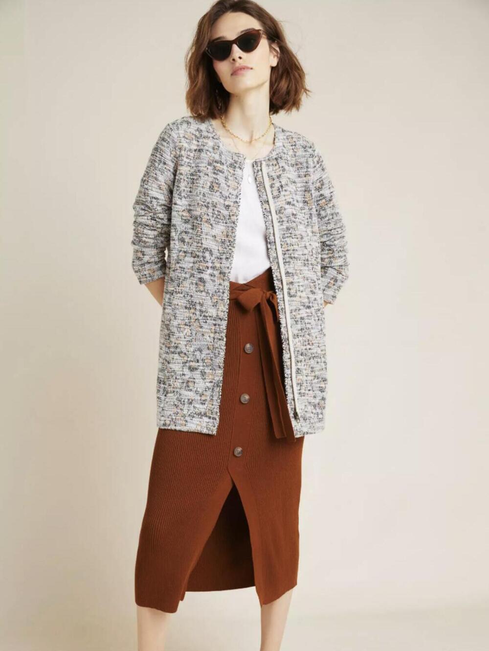 Dolan Left Coast from Anthropologie Gray Leopard Longline Jacket - Size - Large